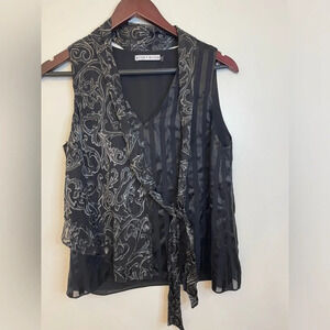 Alice + Olivia||  Striped Print V-Neck Sleeveless Blouse, Like New